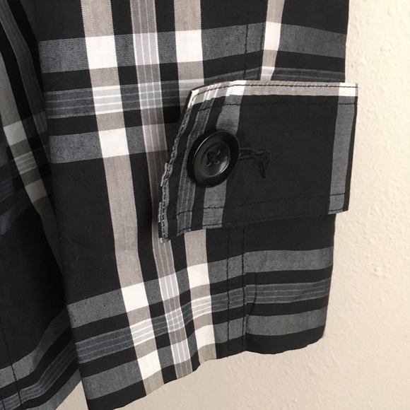Ambience apparel black and white plaid double breasted lightweight jacket size M - Picture 4 of 6